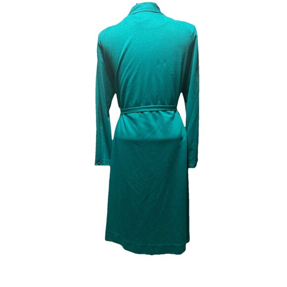 Vintage Mendel of Dallas Midi Teal Shift Dress Peter Pan Collar Mod 70s - Picture 5 of 10